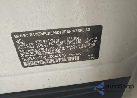 2018 BMW X5 xDrive35I from USA, damaged, VIN 5UXKR0C50J0X84878